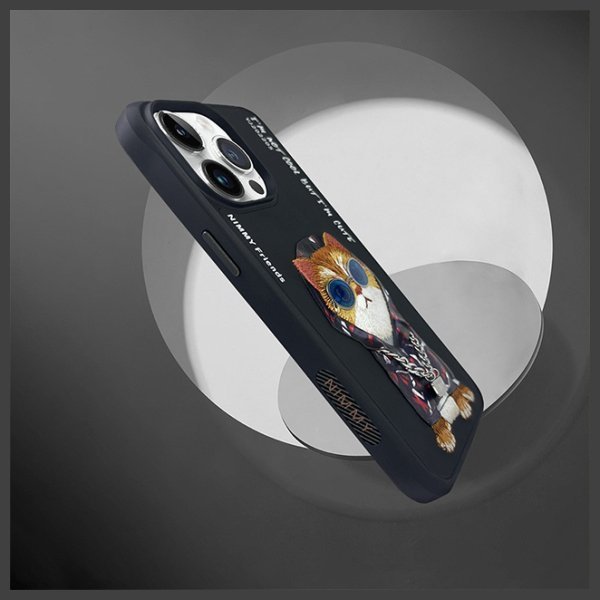 Nimmy etui iPhone 15 Pro Max 6.7&quot;        czarny/black Glasses Cool Cat