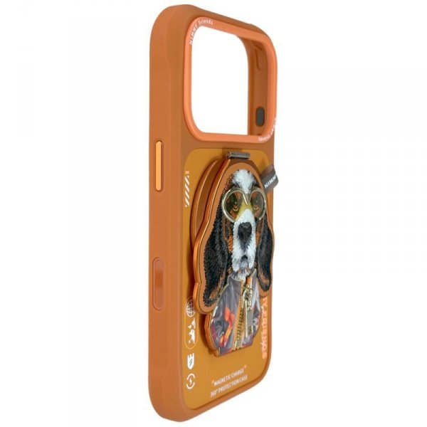 Etui Nimmy Cool&Cute 2.0 Dog do iPhone   17 Pro z magnetyczną zawieszką pomarańczowy