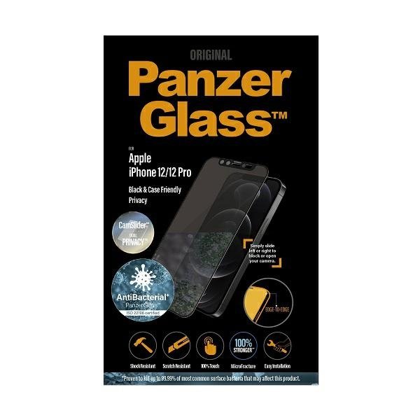 PanzerGlass E2E Microfracture iPhone 12 /12 Pro 6,1&quot; Case Friendly CamSlider Privacy Antibacterial czarny/black