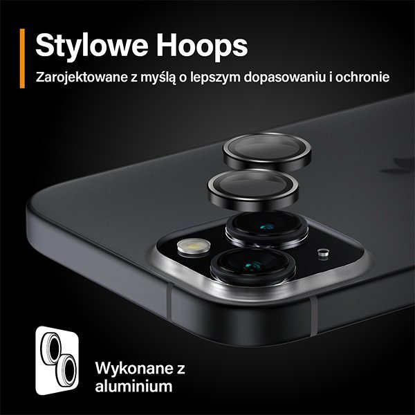 PanzerGlass Hoops Camera iPhone 156.1" / 15 Plus 6.7" czarny/black 1138 camera lens protector hoop optic rings