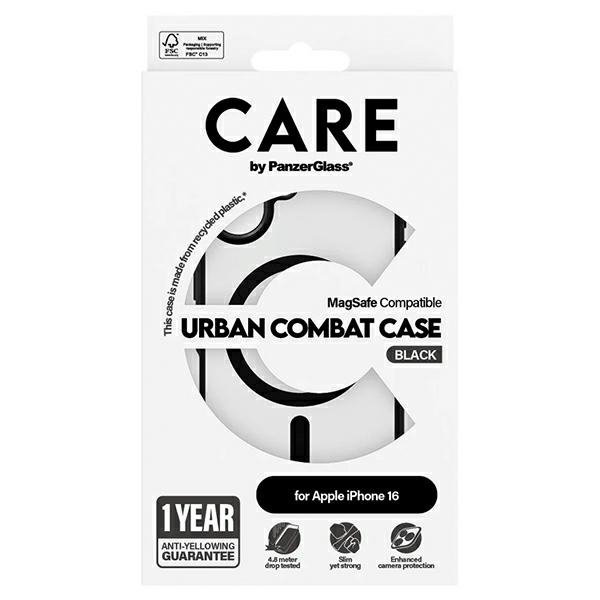 Etui CARE by PanzerGlass Flagship Urban  Combat Case iPhone 16 6,1&quot; czarny/black MagSafe 1357