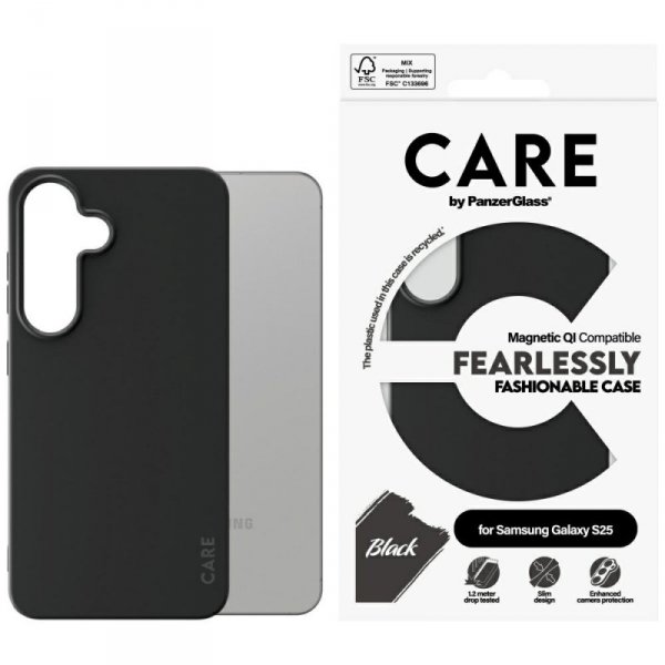 Etui CARE by PanzerGlass Fashion QI do   Samsung Galaxy S25 czarny