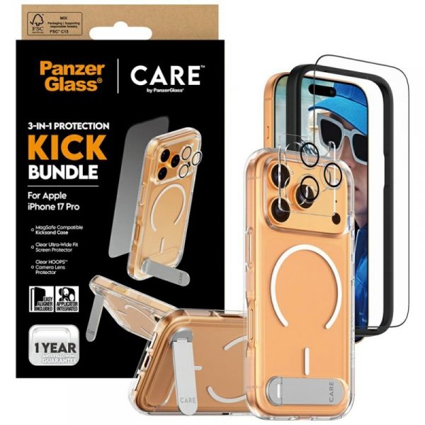 Zestaw ochronny CARE by PanzerGlass      Feature Kick 3w1 Etui+Szkło+Lens do iPhone 17 Pro