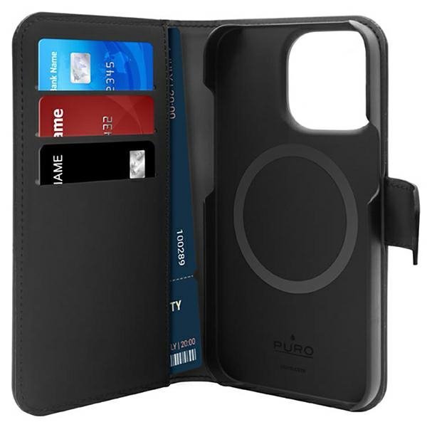 Puro Wallet Detachable iPhone 14 Pro Max 6,7&quot; 2w1 MagSafe czarne/black PUIPC14P67BKMAG1BLK