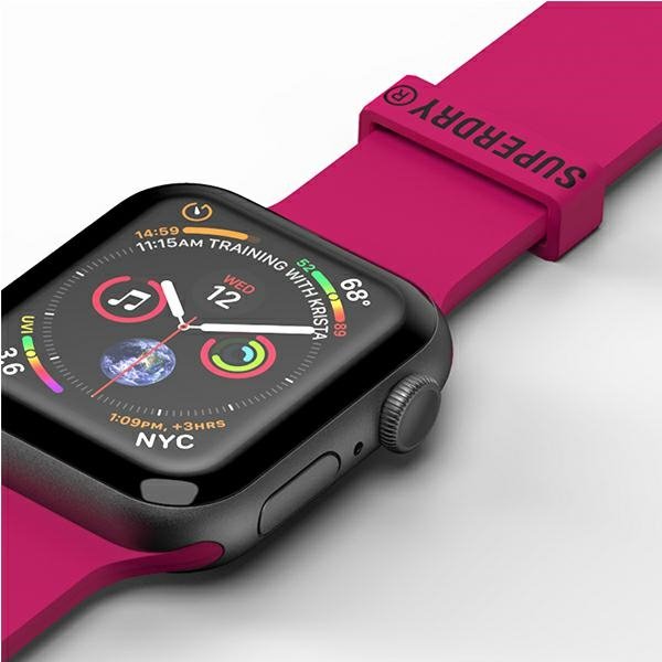 SuperDry Watchband Apple Watch 42/44/45 /49 mm Series 1/2/3/4/5/6/7/8/SE/SE2/Ultra/Ultra2 Silicone różowy/pink 41680