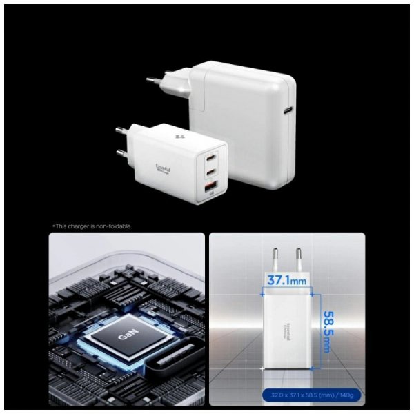 Ładowarka sieciowa Spigen Essential      EE673EU 67W 2xUSB-C/USB-A biały