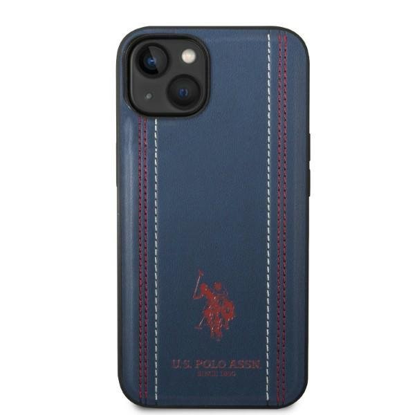 US Polo USHCP14MPFAV iPhone 14 Plus / 15 Plus 6.7&quot; granatowy/navy blue Leather Stitch