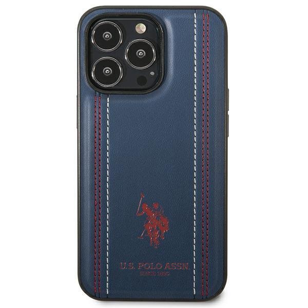 US Polo USHCP14LPFAV iPhone 14 Pro 6,1&quot; granatowy/navy blue Leather Stitch