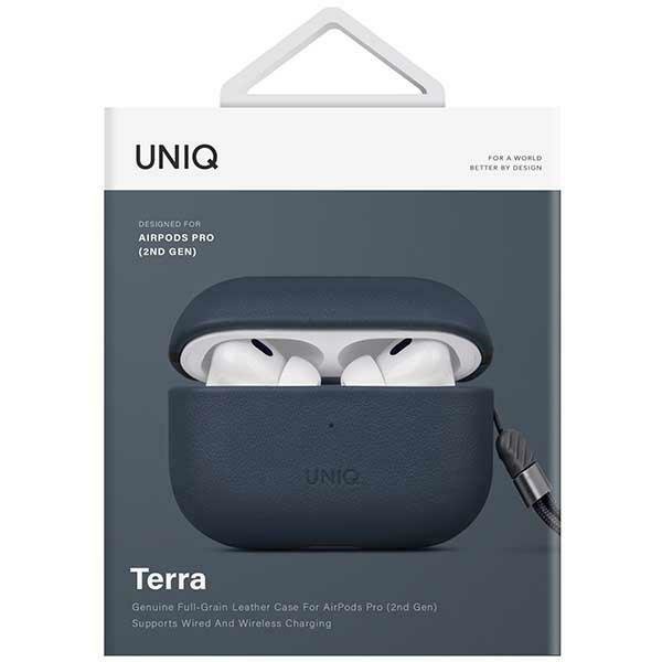 UNIQ etui Terra AirPods Pro 2 gen. Genuine Leather (2022/2023) niebieski/space blue