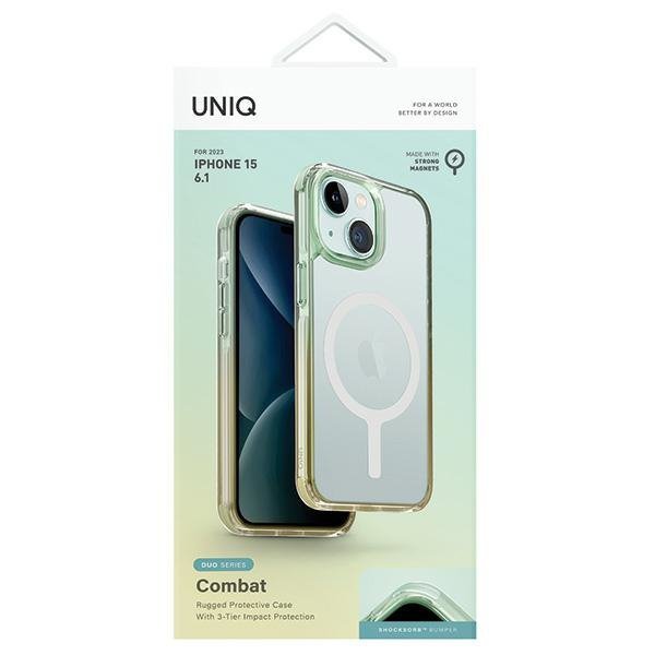 UNIQ etui Combat Duo iPhone 15 / 14 / 13 6.1&quot; Magclick Charging zielono-żółty/sea green-soft yellow