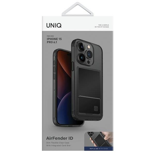 UNIQ etui Air Fender ID iPhone 15 Pro 6.1&quot; szary/smoked grey tinted Cardslot