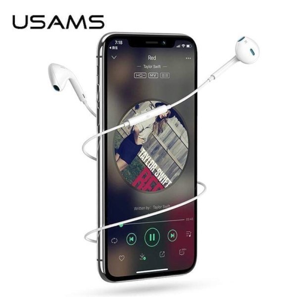 USAMS Słuchawki stereo EP-22 biały/white HSEP2201 jack 3,5mm