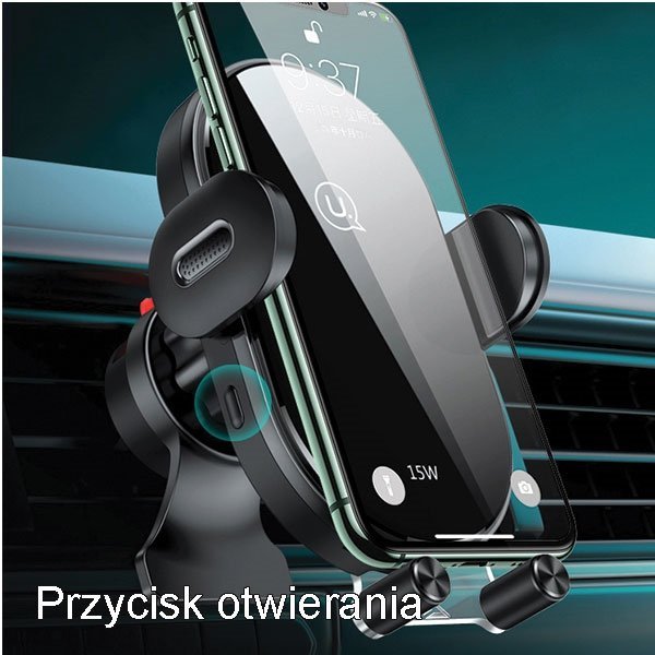USAMS Uchwyt indukcyjny US-CD132 15WAutomatic do kratki went. czarny/black CD132ZJ01