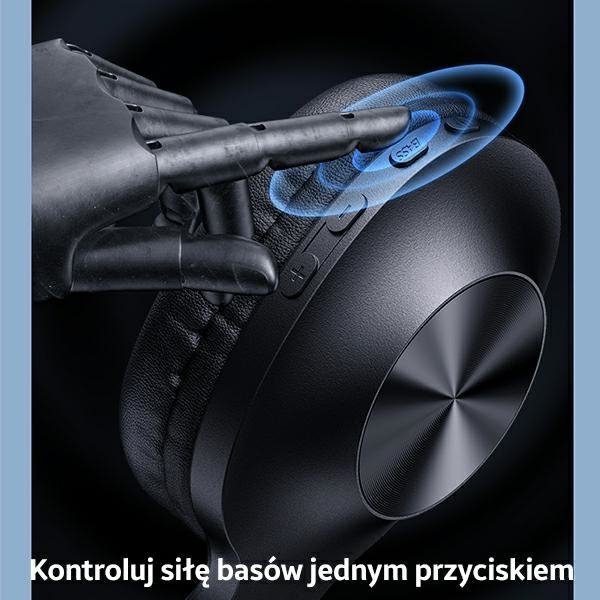 USAMS Słuchawki nauszne Bluetooth YX05 E-Join Series czarny/black TDLYEJ02 twarde etui, 1200mAh