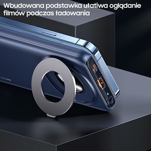 USAMS Powerbank PB62 10000mAh 20W        QC3.0+PD Magnetic Wireless Fast Charge niebieski/blue 10KCD17104 (US-CD171)