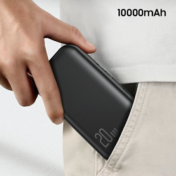 USAMS Powerbank PB63 3in1 10000mAh 20WQuick Charge US+EU Plug + Cables USB-C/Lightning/MicroUSB czarny/black 10KCD17201 (US-CD17