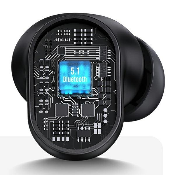 USAMS Słuchawki Bluetooth 5.1 TWS BH series bezprzewodowe czarny/black BHUBH01