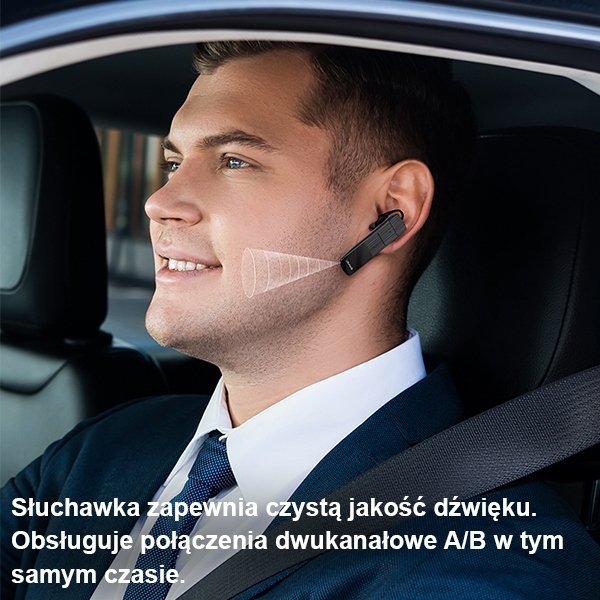 USAMS Słuchawka Bluetooth 5.0 BT2 czarny/black BHUBT201 (USAMS-BT2)
