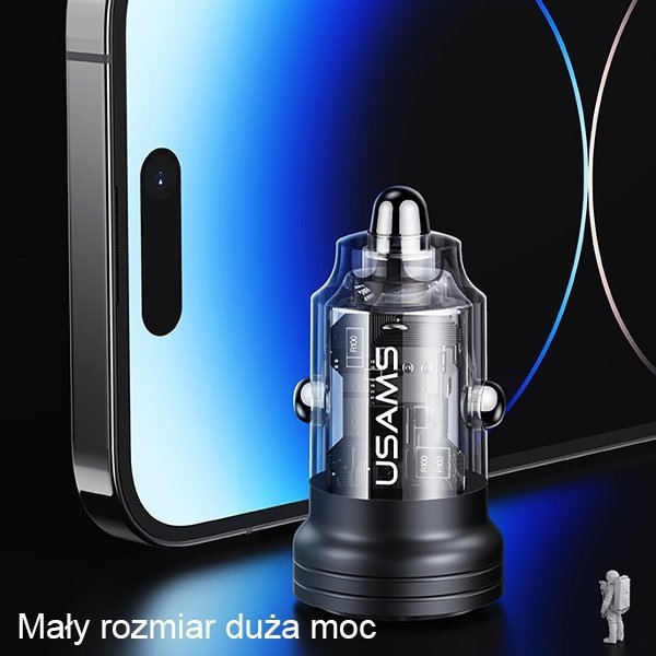 USAMS Ład. sam. C35 USB+USB-C 45WFast Charge czarny/black CC175CC01 (US-CC175)