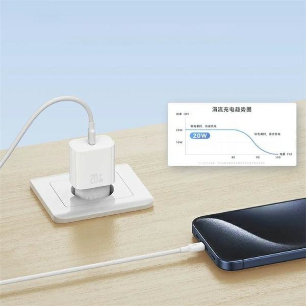 USAMS Ład. siec. 1xUSB-C T65 PD20WPD Fast Charging US-CC226 + kabel USB-C/USB-C US-SJ711 60W biały/white Yi Series OYXLTZ01