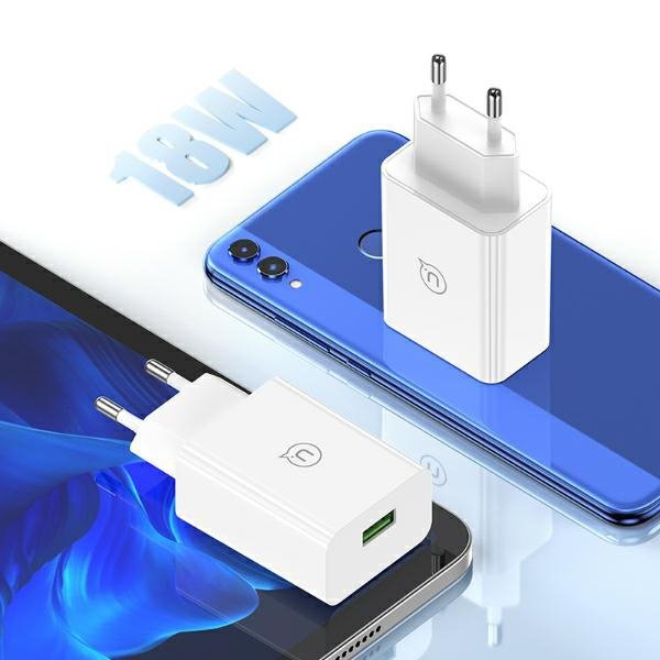 USAMS Ład. siec. 18W + kabel USB-C/USB-A1m Fast Charging biały/white series SC SCXLTZ02