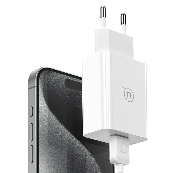 USAMS Ład. siec. 18W + kabel USB-C/USB-A1m Fast Charging biały/white series SC SCXLTZ02