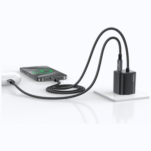 Ładowarka sieciowa USAMS JC Series CC261 20W GaN Mini Fast Charger 2xUSB-C czarny