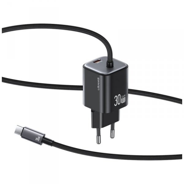 Ładowarka sieciowa USAMS JC Series CC264 30W GaN Mini Fast Charger 2xUSB-C czarny