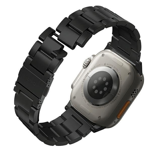 UNIQ pasek Osta Apple Watch 42/44/45/ 49mm Series 1/2/3/4/5/6/7/8/9/10/SE/SE2/Ultra/Ultra 2 Stainless Steel czarny/midnight b