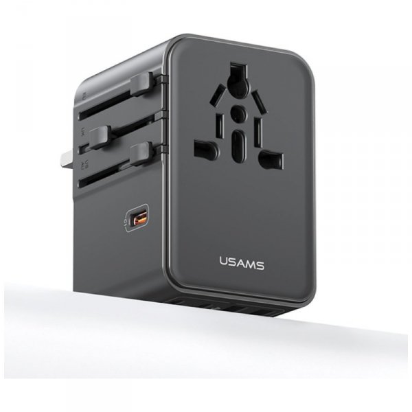 Ładowarka sieciowa USAMS Travel Adapter  CC310 3xUSB-C 70W 4w1 US/AU/EU/UK czarny