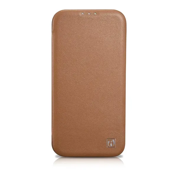 DUPLIKAT: iCarer CE Premium Leather Folio Case skórzane etui iPhone 14 z klapką magnetyczne MagSafe brązowy (WMI14220713-BN)