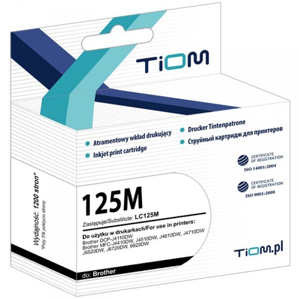 Tusz Tiom do Brother 125M | LC125XLM | 1200 str. | magenta