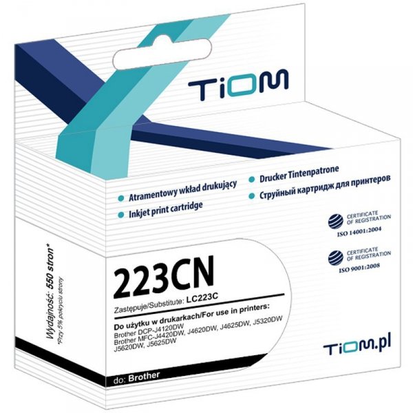 Tusz Tiom do Brother 223CN | LC223C | 550 str. | cyan