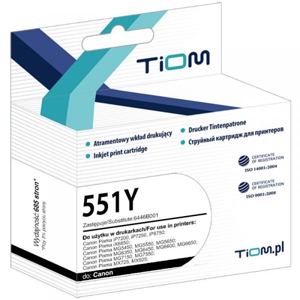 Tusz Tiom do Canon 551Y | 6446B001 | 685 str. | yellow