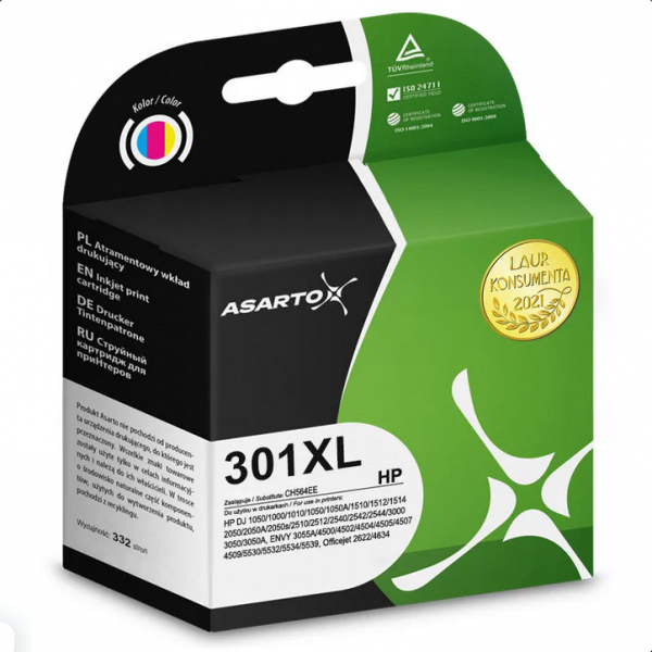 Tusz Asarto do HP 301XL | CH564EE | 332 str. | color
