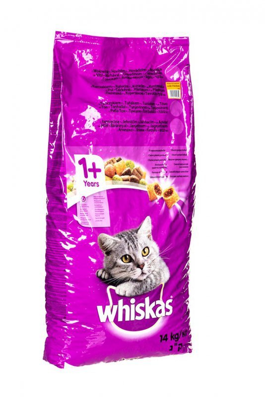 WHISKAS Adult z kurczakiem - sucha, pełnoporcjowa karma dla kota dorosłego - 14 kg