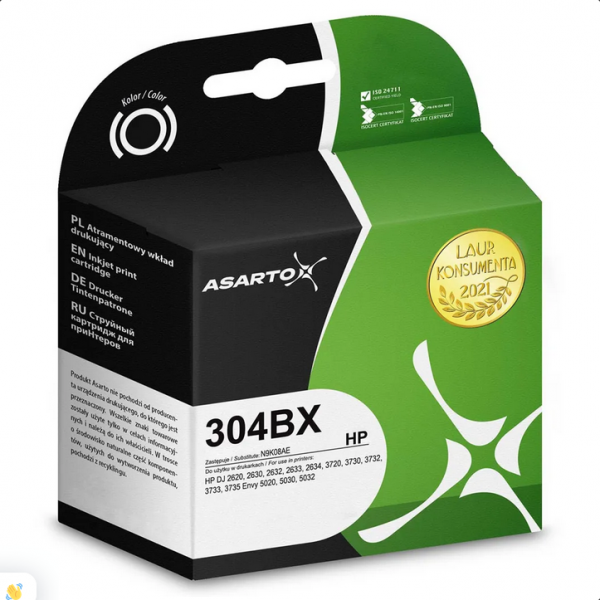 Tusz Asarto do HP 304XL | 304BX | N9K08AE | 450 str. | black