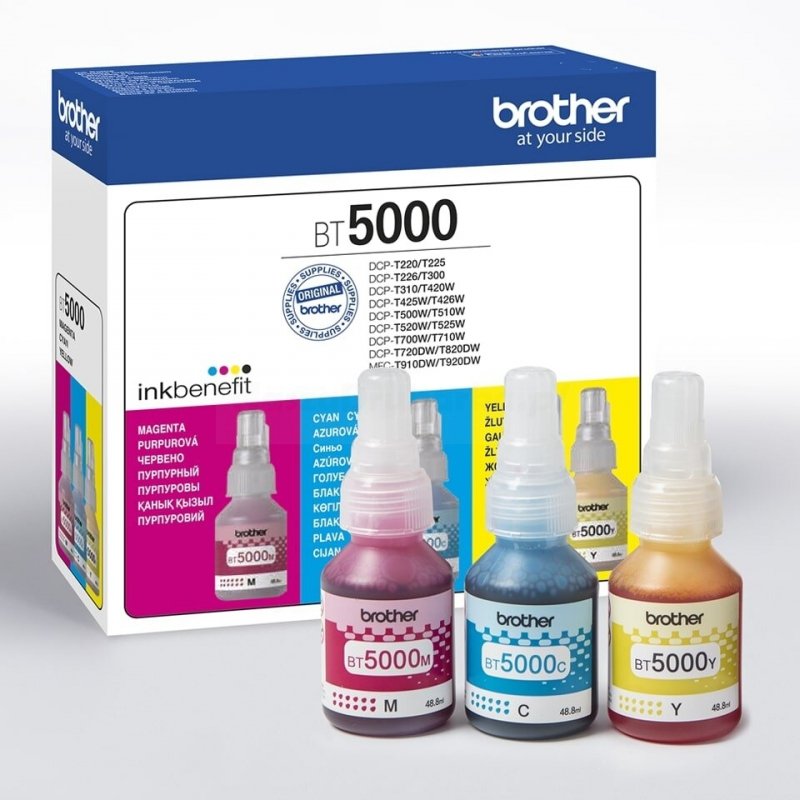 Oryginalny zestaw tuszy Brother BT5000 CMY