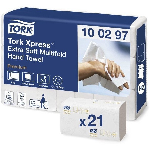 Ręcznik ZZ TORK 21,2x34cm (21x100) H2 biały 2w celuloza PREMIUM Extra SOFT 100297
