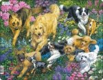 Układanka Psy na polu z kwiatami 32 elementy