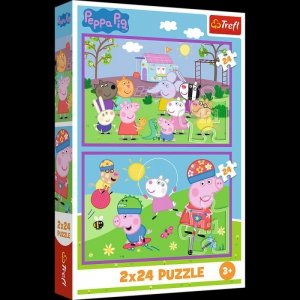 Puzzle 2x24 Peppa na placu zabaw  Peppa Pig 34435