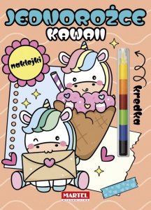 Kawaii jednorożce z naklejkami. Modułowa kredka