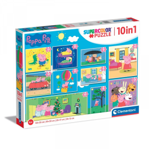 Puzzle 10 w 1. Super kolor. Peppa Pig