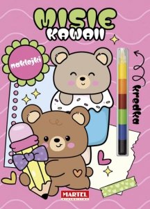 Kolorowanka z kredką modułową i naklejkami. Kawaii Misie