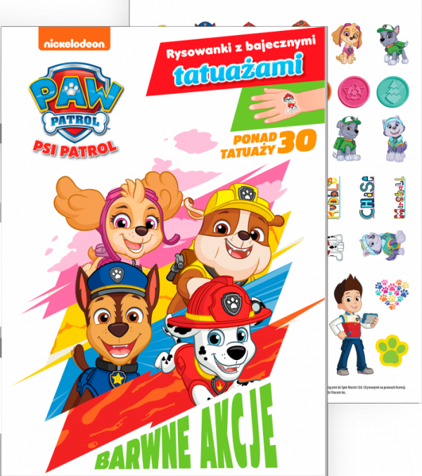 Kolorowe misje. Psi Patrol. Rysowanki z bajecznymi tatuażami