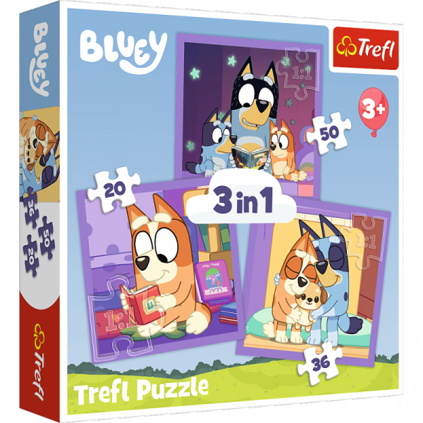 Puzzle 3w1 Poznaj Bluey 34895