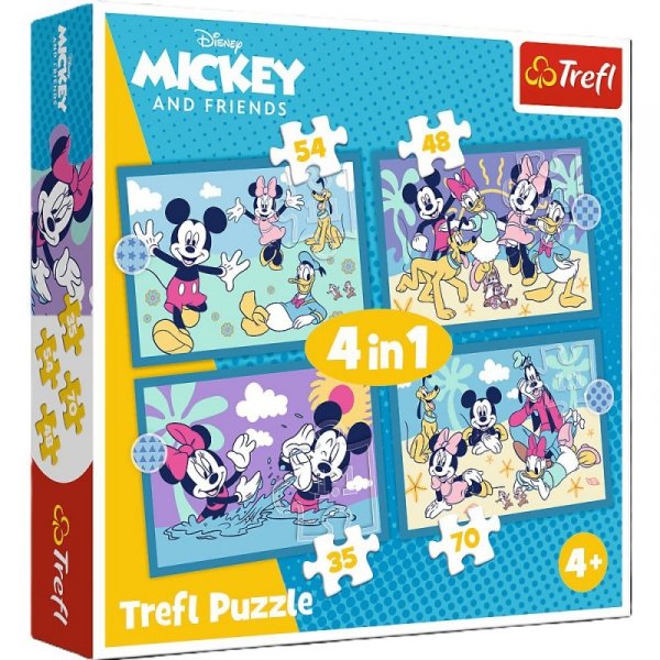 PUZZLE 4w1 Zabawne zdarzenia Myszki Miki 34669