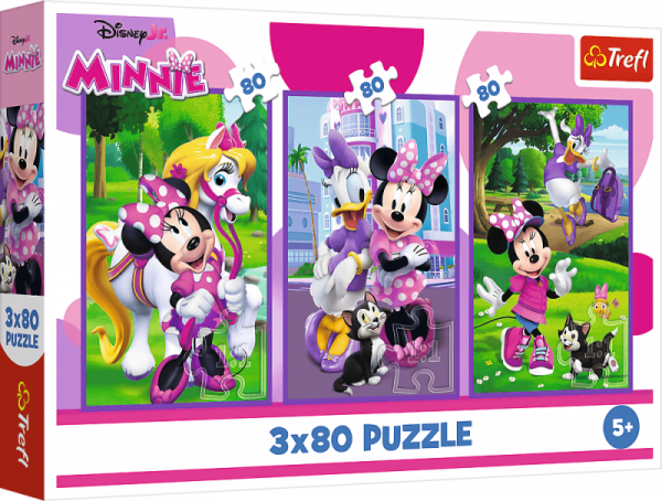 Puzzle 3x80 elementów. Minnie i przyjaciele