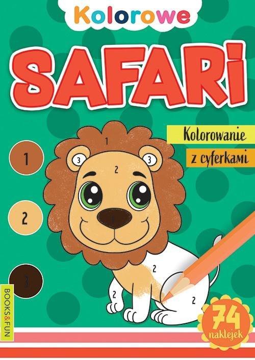 Kolorowe safari. Kolorowanka z cyferkami