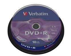 Verbatim DVD+R 16x 4,7GB 10p 43498 cake DataLife+,Adv.AZO+, bez nadruku